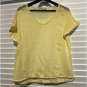 Belle France Linen top Short Sleeve Yellow Boxy Made in Italy Size M